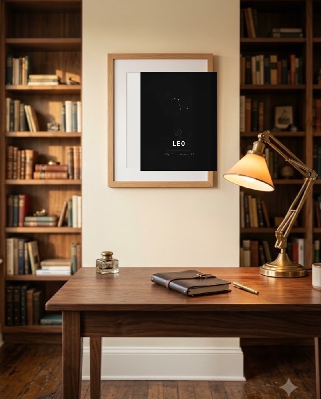 Framed custom star map in a modern room